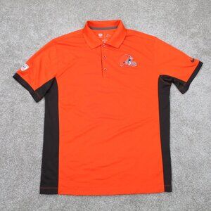 Nike Cleveland Browns Polo Shirt‎ Mens Medium Orange Dri-Fit NFL Training S/S